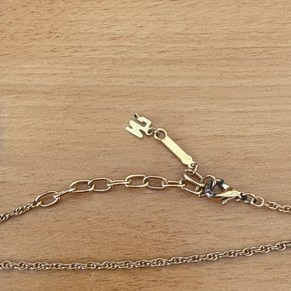 Nina Ricci Gold Plated Two Tone Heart Logo Pendant Necklace Rope Chain 15-17" - Picture 8 of 11